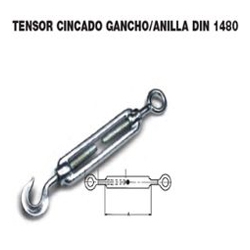 Tensor gancho 8 din 1480 anilla galvanizado