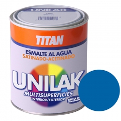 Esmalte al agua unilak titan satinado azul luminoso 750 ml