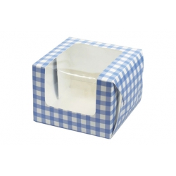 Caja cupcake 1cavidad vichy azul