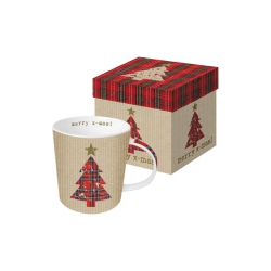 Taza mug bone china 0,35cl tartan tree red