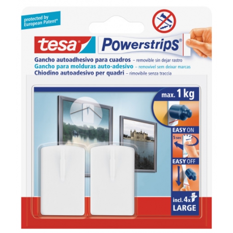 Colgador cuadros powerstrips tesa blanco