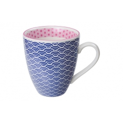 Taza mug porcelana tokyo marino borde fucsia 300 ml