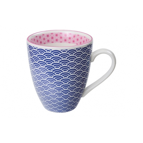 Taza mug porcelana tokyo marino borde fucsia 300 ml