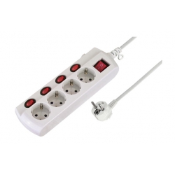 Base enchufe 4 tomas electraline con interruptores independientes