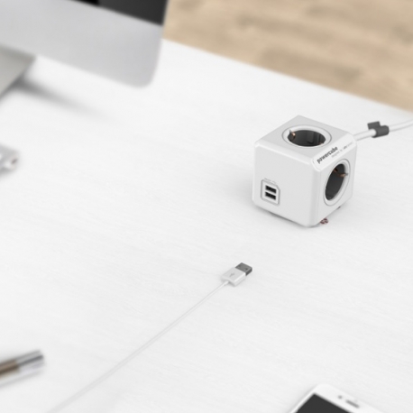 Ladrón de corriente y USB PowerCube Allocacoc – 4 enchufes – Blanco –  Shopavia