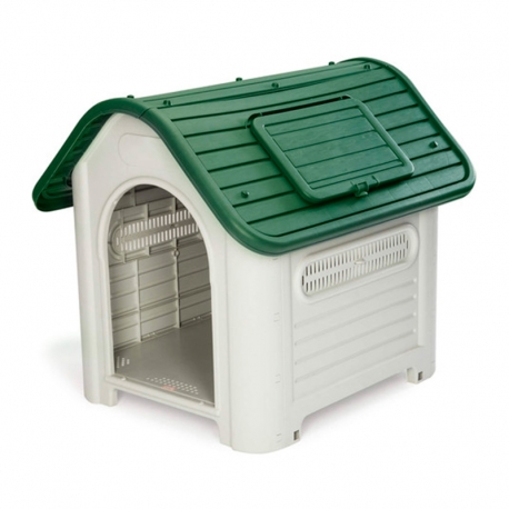 Caseta resina para perro dakota 72x87x75 cm beige y verde
