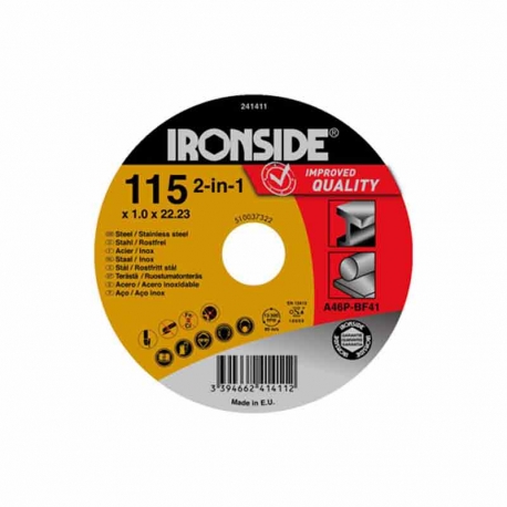 Disco corte acero extraplano ironside 125x3x22 mm