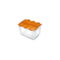Caja organizadora multiusos home box naranja transparente 40 litros