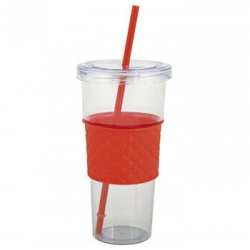 Vaso plastico con pajita 10 x 19