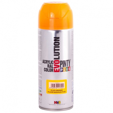 Pintura spray acrilica pintyplus naranja fluorescente 520 cc