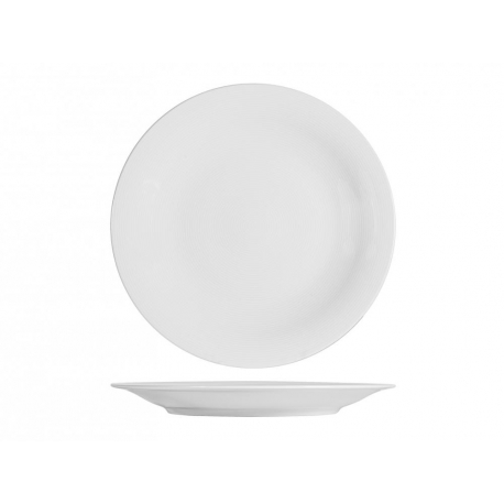 Plato llano porcelana h&h grabado blanco