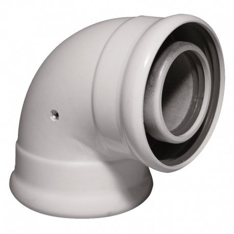 Codo coaxial h-h ø60-ø100 87 grados aluminio-aluminio