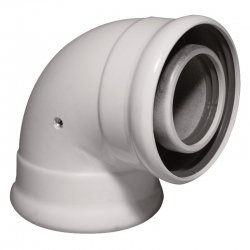 Codo coaxial h-h ø80-ø110 87 grados aluminio-aluminio