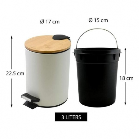 Cubo de basura baño spirella blanco bambu 3 lts 