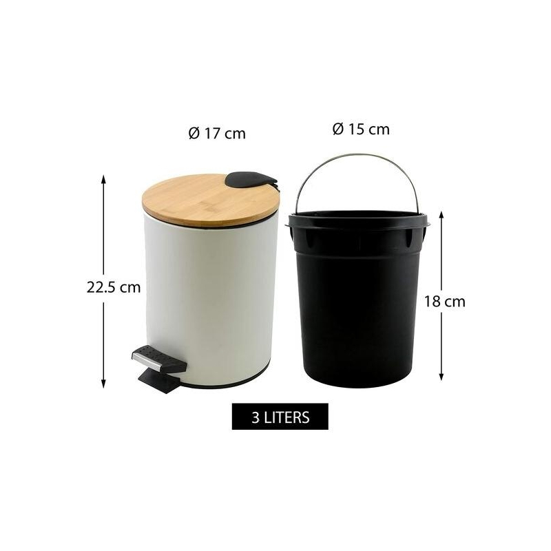 ⇒ Cubo de basura baño spirella blanco bambu 3 lts ▷ Precio