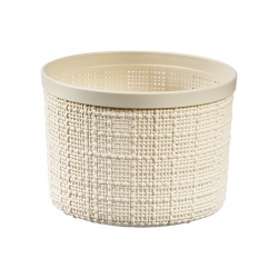 Cesta redonda con tapa jute curver 2l blanco roto