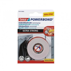 Cinta adhesiva doble cara powerbond ultrastrong tesa 1,5 m x 19 mm