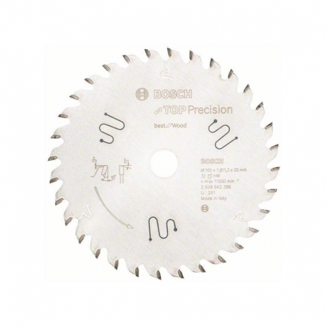 Disco de sierra circular bosch precision wood 165x20mm 32 dientes