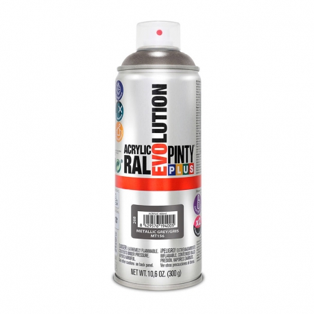 Pintura spray acrilica pintyplus evolution 520cc gris brillo 400ml