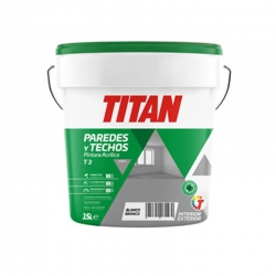 Pintura acrilica titan t3 interiores mate blanco 15l