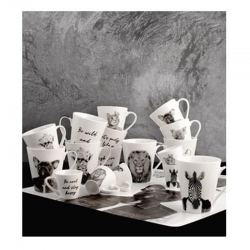 Taza mug new bone china animals 31 cl