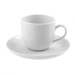 Taza de cafe con plato de porcelana blanco 11 cl