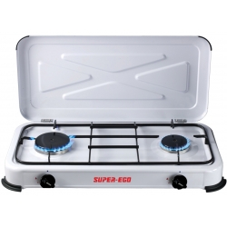 Cocina a gas 2 fuegos super ego seho24800 con tapa blanca