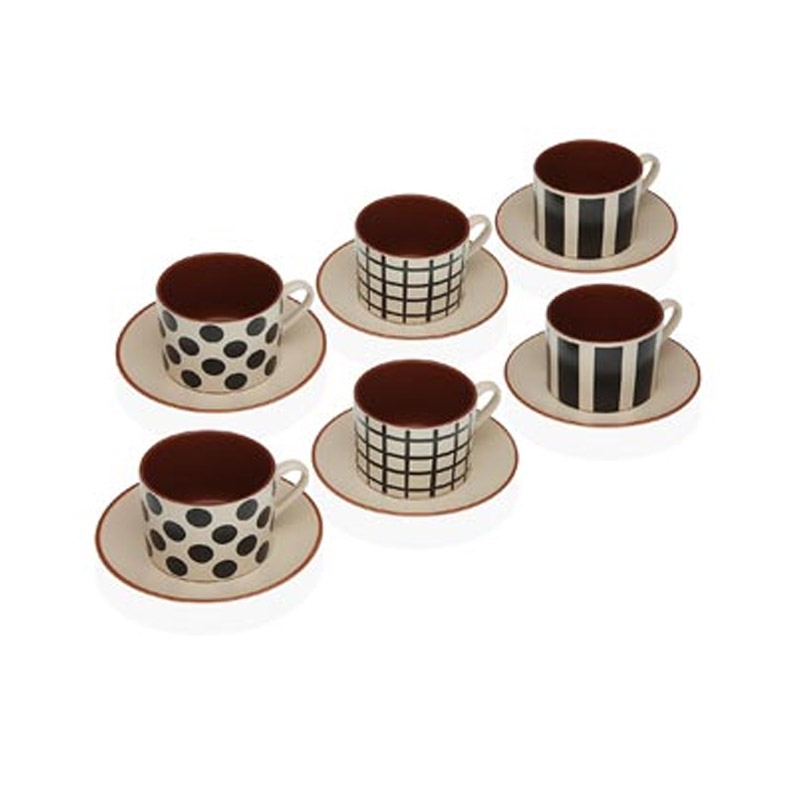 ⇒ Juego 6 tazas de te con plato black and white ▷ Precio. ▷ Comprar con los  Mejores Precios. Ofertas online