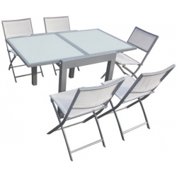 Mesa terraza plicosa extensible cuadrada 70-140 x 70 cm 