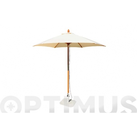 Parasol madera 250 cm algodon polyester crudo