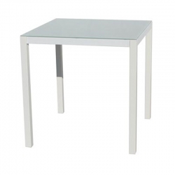 Mesa aluminio cristal white 70x70cm