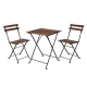 Set mesa plegable metal y madera 55x54cm + 2 sillas plegables