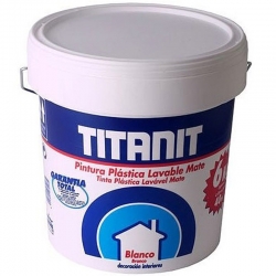 Pintura plastica titanit 15 litros lavable mate blanca