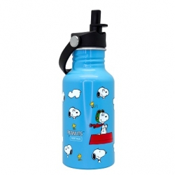 Botella aluminio con pajita 500 ml snoopy