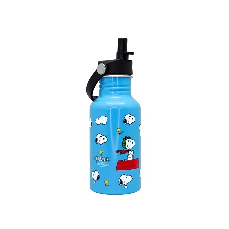 Botella aluminio con pajita 500 ml snoopy