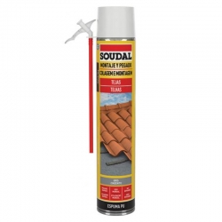 Espuma de poliuretano soudal tejas con canula gris 750ml