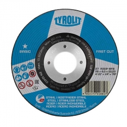 DISCO DESBASTE TYROLIT BASIC-FASTCUT A30P-BFB ACERO-INOX 115X6X22,23MM