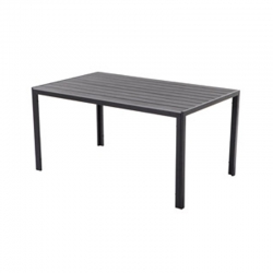 Mesa aluminio polywood negro-gris 150x90cm