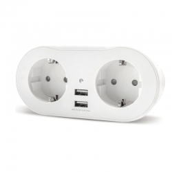 Enchufe de pared garza smart wifi + 2 tomas + 2 usb blanco