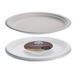 Plato llano desechable biodegradable blanco 22,5cm 8 unidades