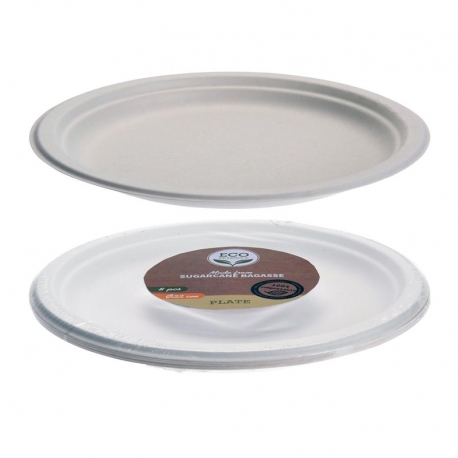 Plato llano desechable biodegradable blanco 22,5cm 8 unidades