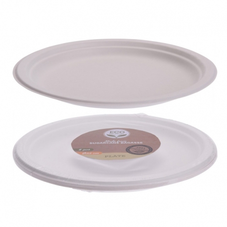 Plato postre desechable biodegradable blanco 17cm 8 unidades