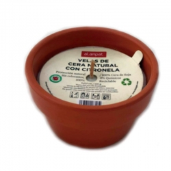 Vela antimosquito alampat cera natural bol terracota 17x8,5cm