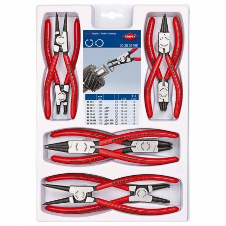 Juego alicates para arandelas interior-exterior knipex 8 piezas