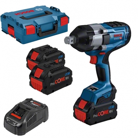 Atornillador bosch biturbo impacto bateria gds 18v-1050 h + 2 procore18v 5.5 ah + gal 1880 cv