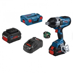 Atornillador de impacto a bateria bosch gds 18v-1050 hc + 2 procore18v 8ah + gal 1880 cv + gcy 42 + l-boxx 136