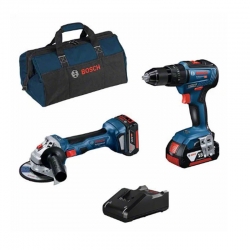 Kit herramientas 18v bosch atornillador a bateria gsb 18v-55 + miniamoladora a bateria gws 18v-7 + 2 gba 4ag + gal 18v-40