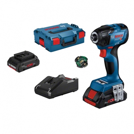 Atornillador de impacto a bateria bosch gdr 18v-210 c + 2 procore18v 4ah + gal 18v-40 + l-boxx 136 + gcy 42