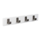 Percha pared nesu 4 ganchos inox mate madera blanca 5,2cm