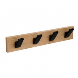 Percha pared nesu 4 ganchos negros madera haya natural 5,8cm